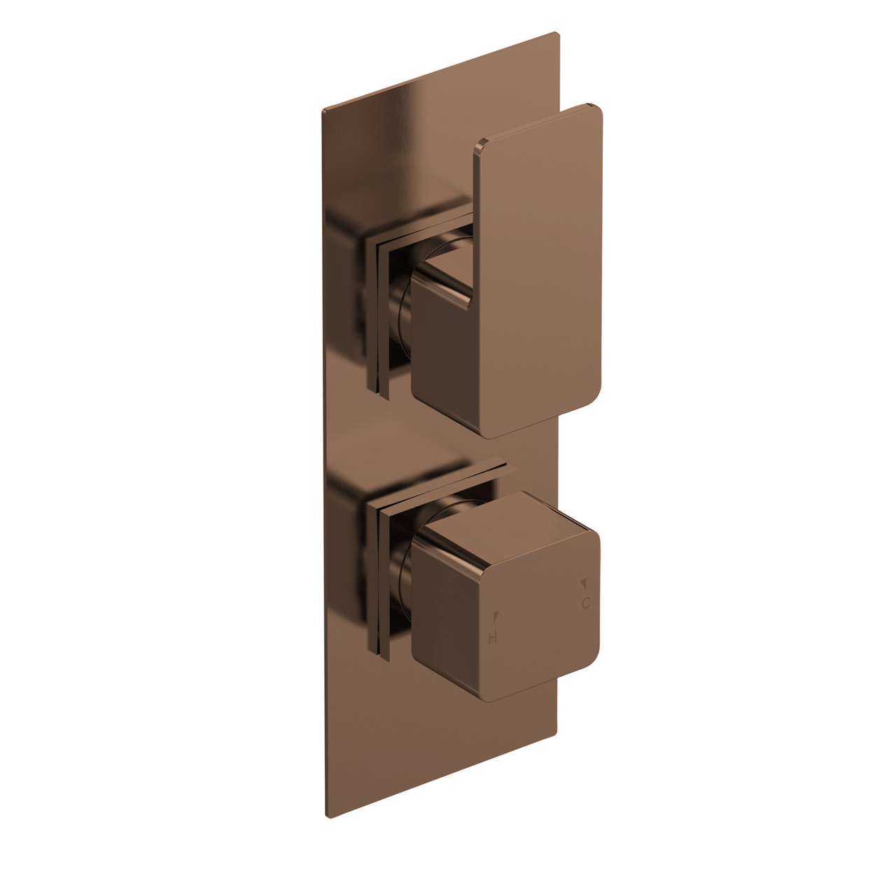 Nuie Windon Brushed Bronze Twin Concealed Thermostatic Shower Valve with Diverter