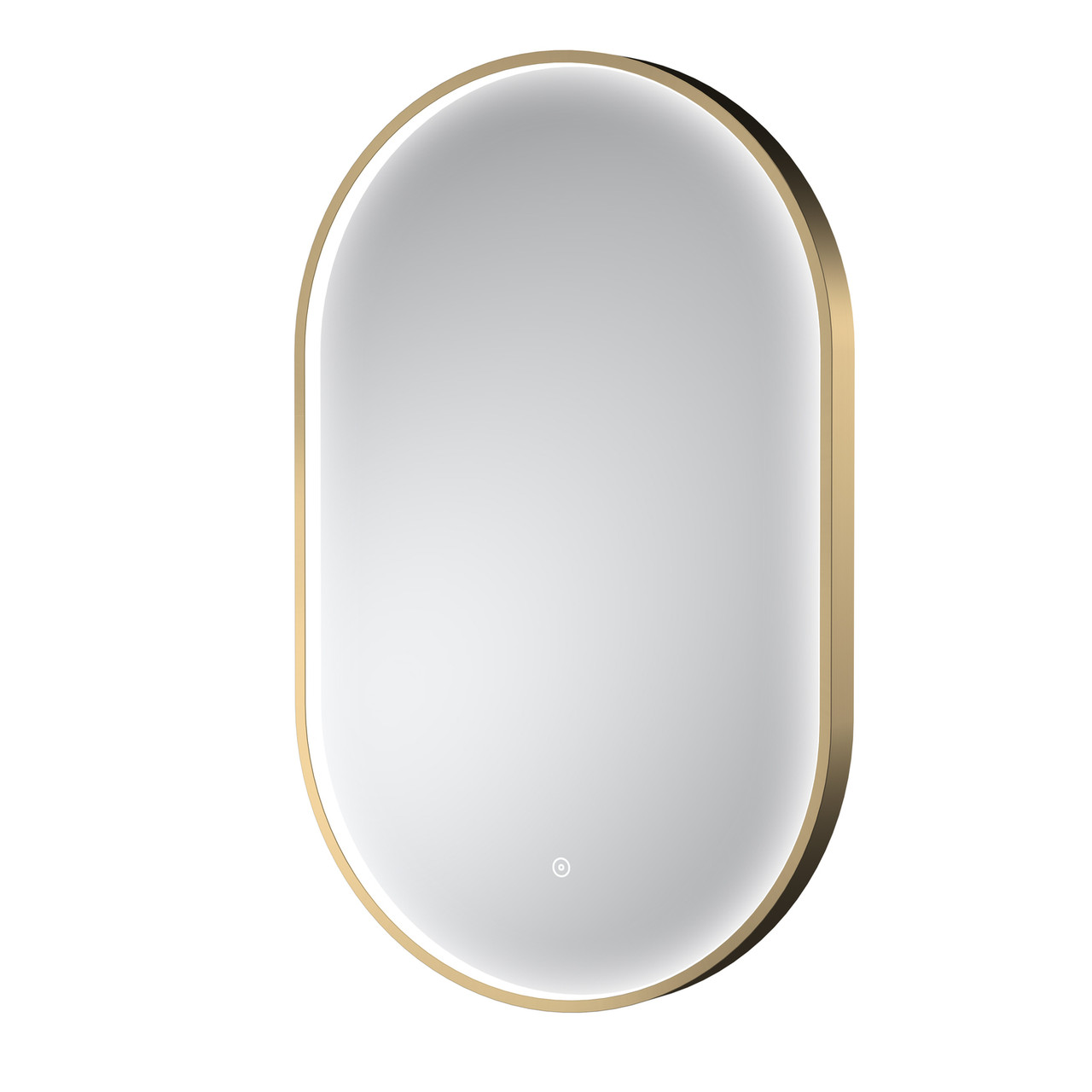 Nuie Brushed Brass Columba Inset Framed Oval Illuminated Led Mirror With Demister And Touch Sensor | | Glass/Aluminium | 800Mm X 500Mm