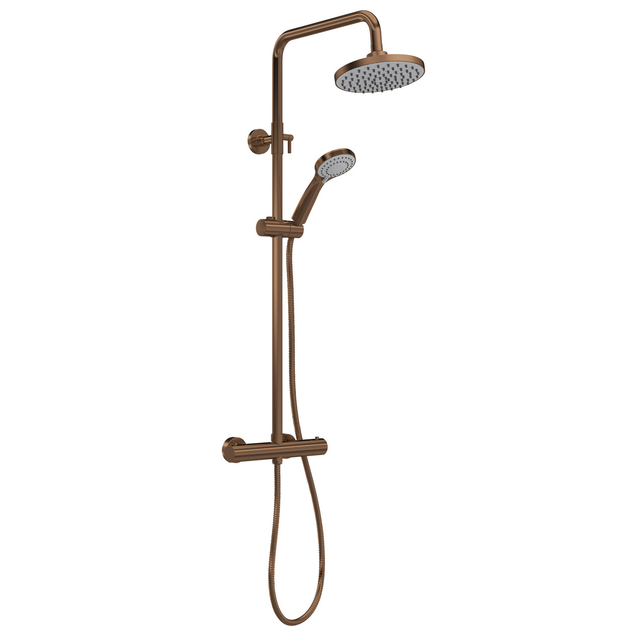 Nuie Thermostatic Shower Bar Valve and Rigid Riser Shower Kit with Round Head