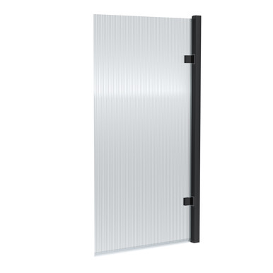 Nuie Matt Black Pacific Hinged Square Straight Fluted Bath Screen | | Aluminium | 830Mm