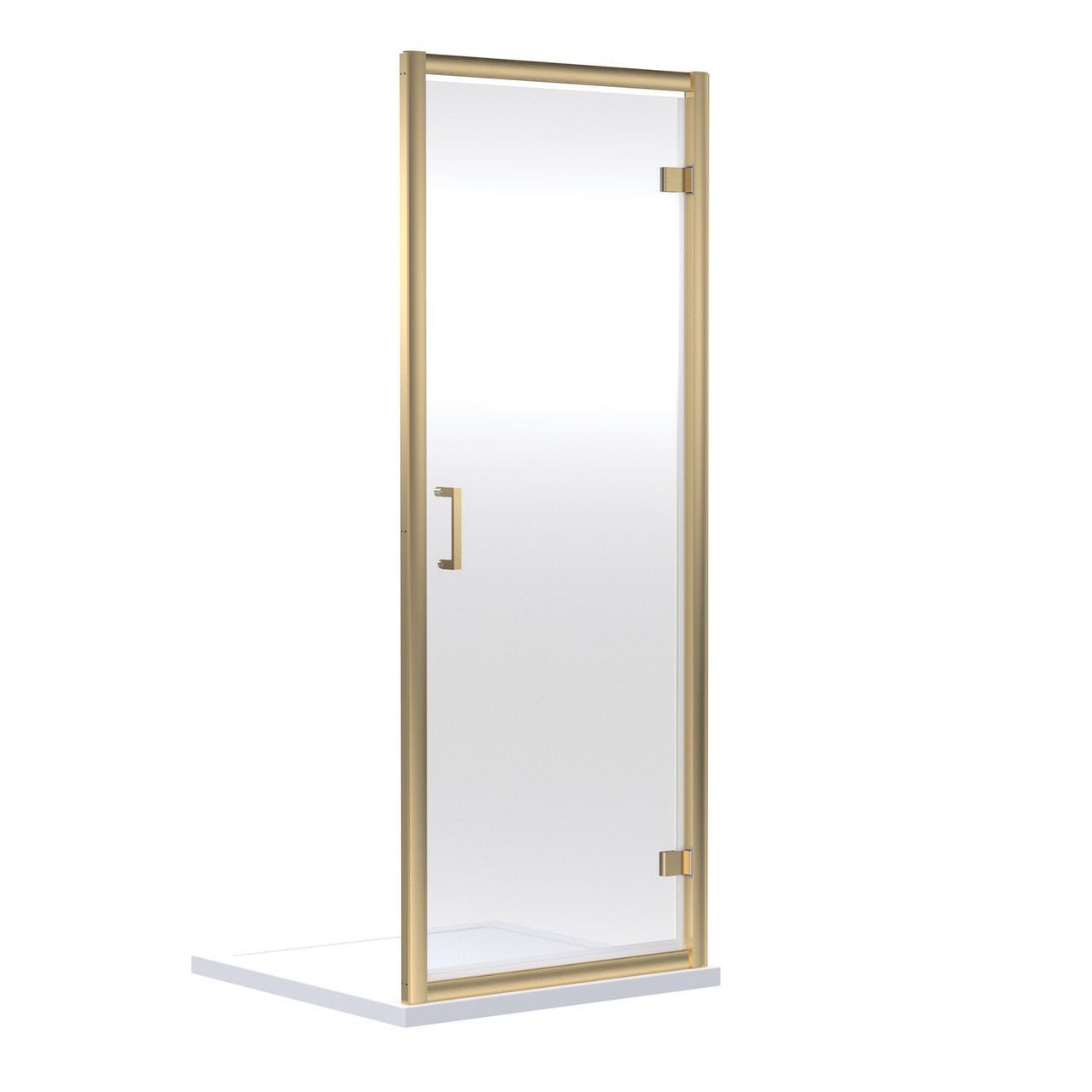 Nuie Brushed Brass Rene Hinged Shower Door | | Aluminium | 760Mm X 1900Mm