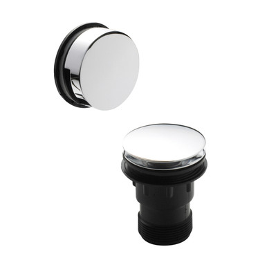 Nuie Chrome Push Button Inset Bath Waste With Overflow | | Brass | 70Mm X 70Mm X 70Mm