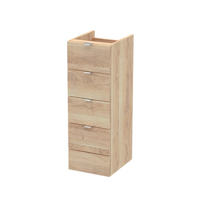 Hudson Reed Bleached Oak Fusion Woodgrain Floor Standing 4 Drawer Storage Unit | | Mfc | 300Mm
