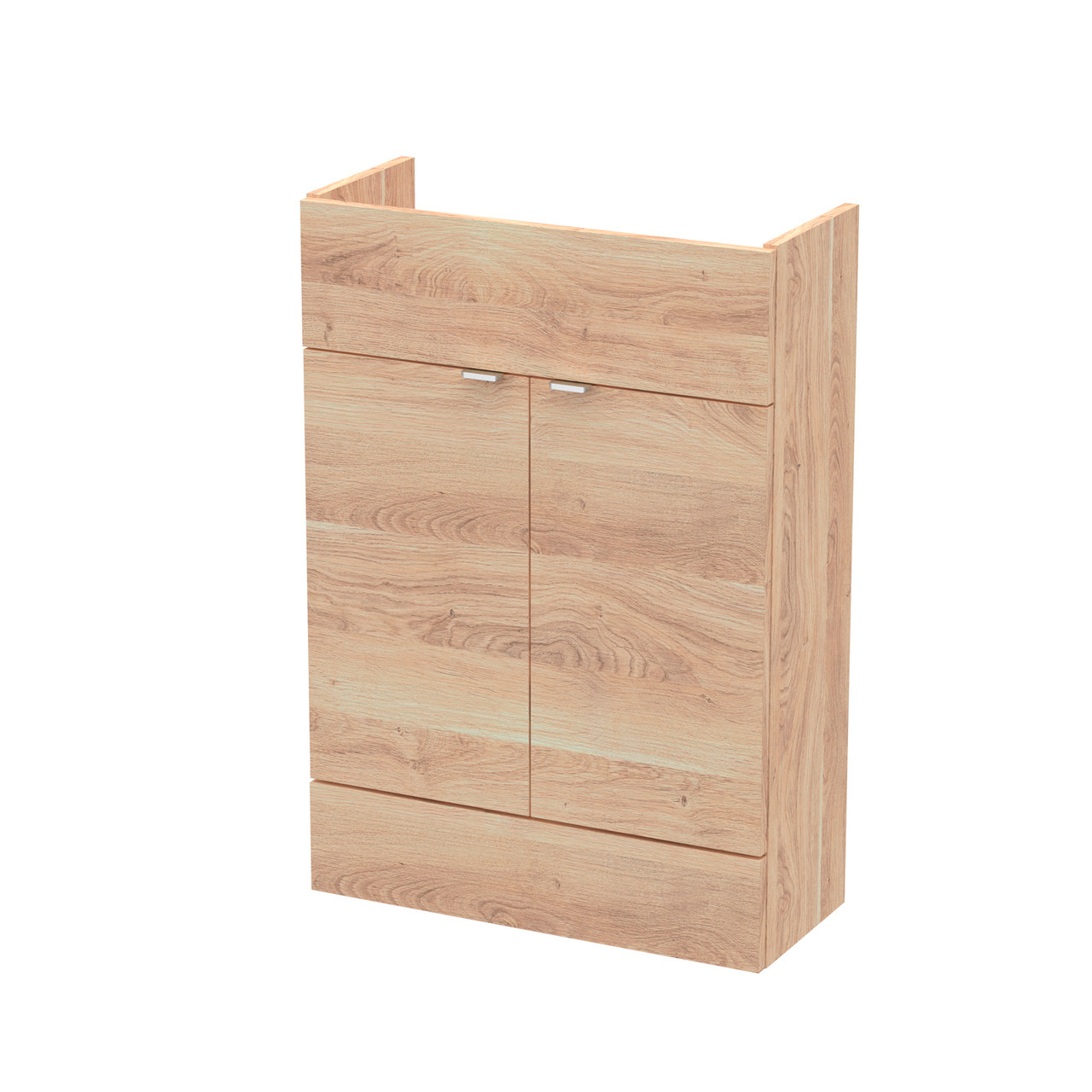 Hudson Reed Bleached Oak Fusion Compact Woodgrain Floor Standing 2 Door Vanity Unit | | Mfc | 600Mm