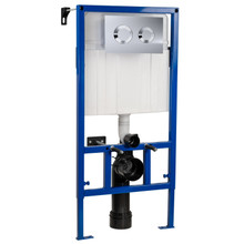 Hudson Reed Mid Height Concealed Cistern with Wall Frame and Dual Flush Plate with Round Buttons, alternate view 2