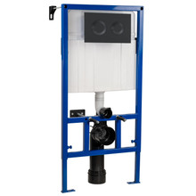 Hudson Reed Mid Height Concealed Cistern with Wall Frame and Black Dual Flush Plate with Round Buttons, alternate view 2