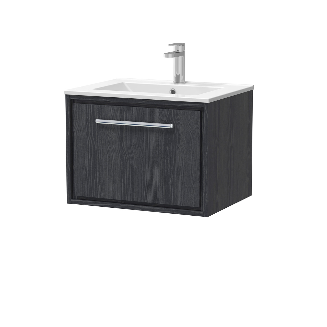 Hudson Reed Lille Woodgrain Wall Hung Single Drawer Vanity Unit and Minimalist Basin
