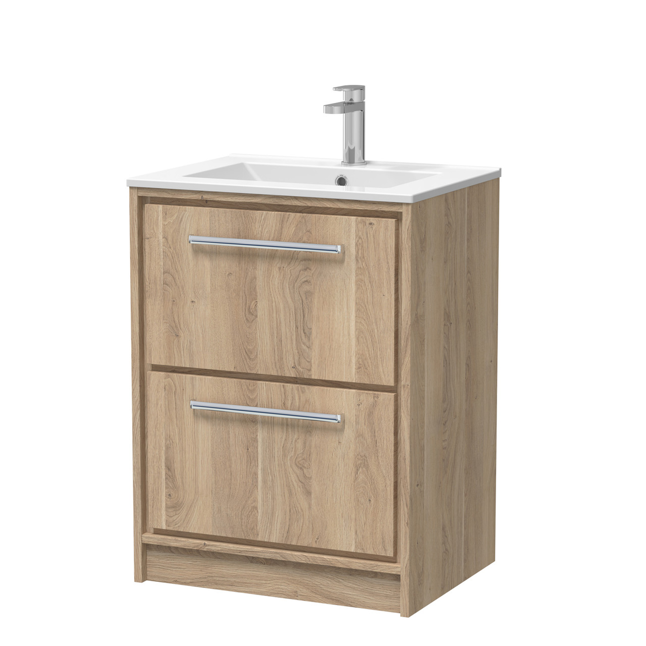 Hudson Reed Lille Woodgrain 2 Drawer Vanity Unit and Minimalist Basin