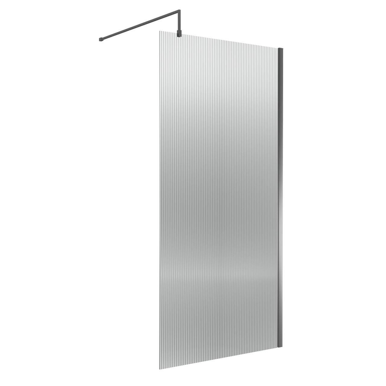 Nuie Fluted Wetroom Shower Screen with Support Bar