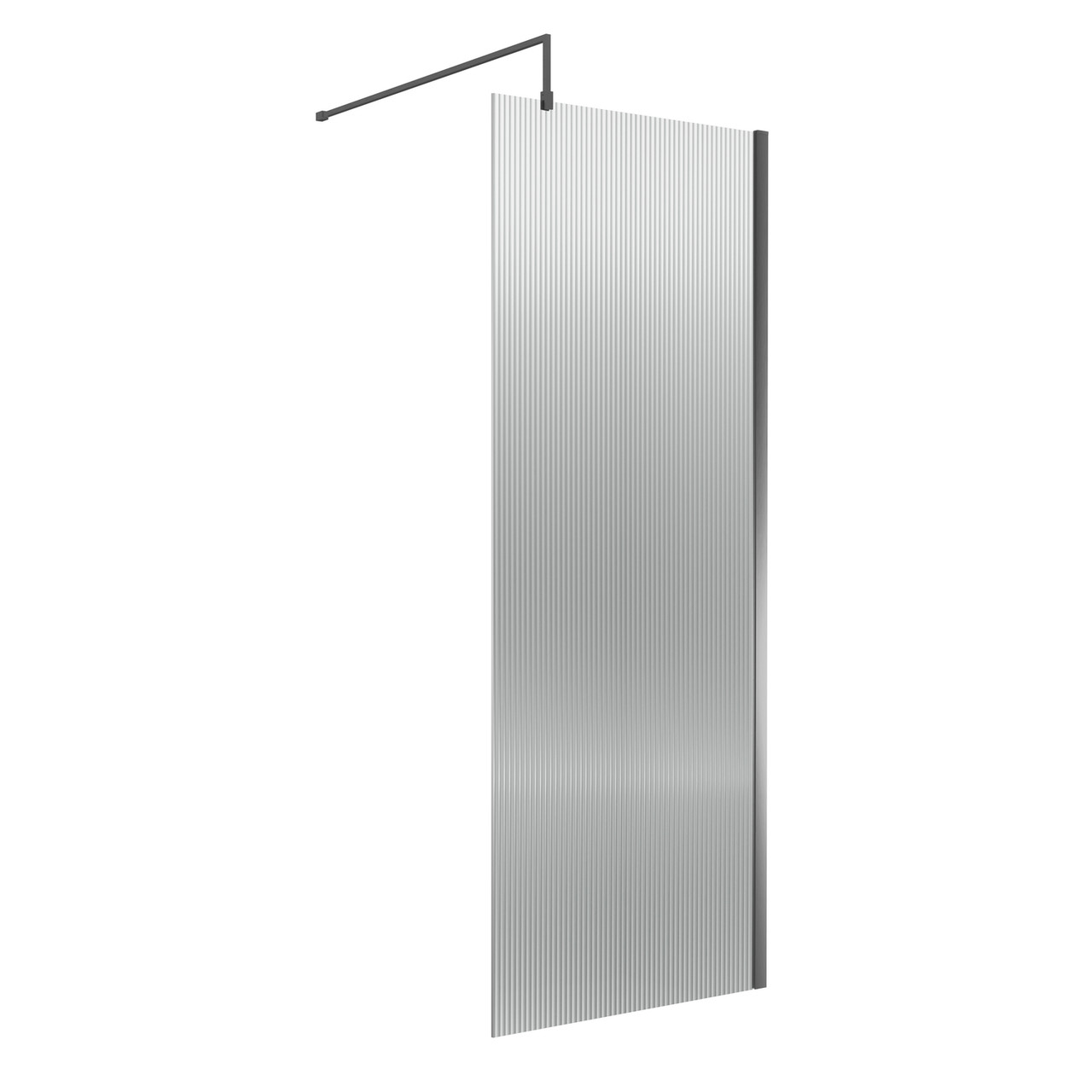 Nuie Fluted Wetroom Shower Screen with Support Bar