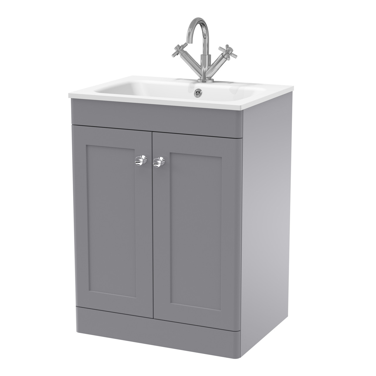 Nuie Classique 2 Door Vanity Unit and White Stone Basin