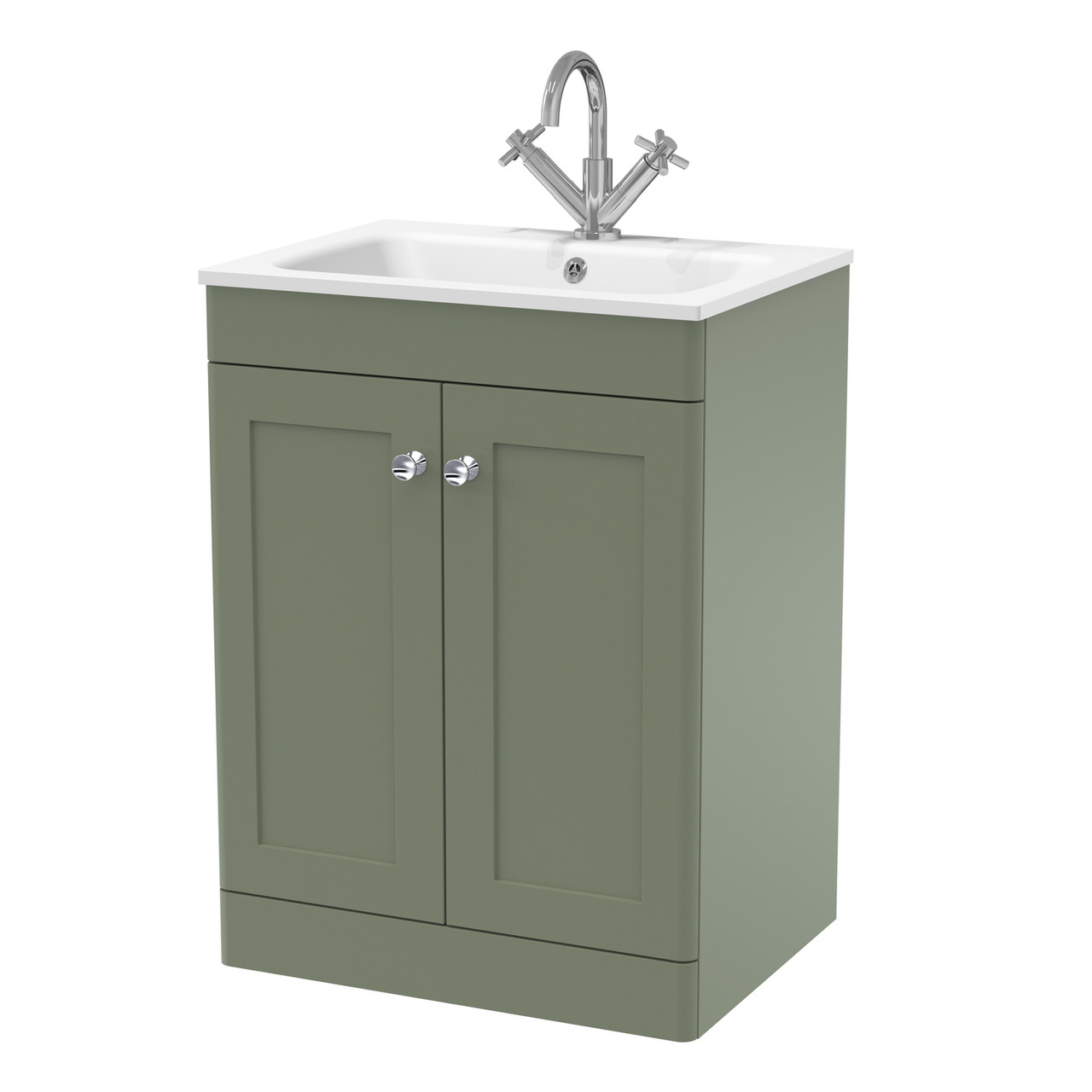 Nuie Classique 2 Door Vanity Unit and White Stone Basin
