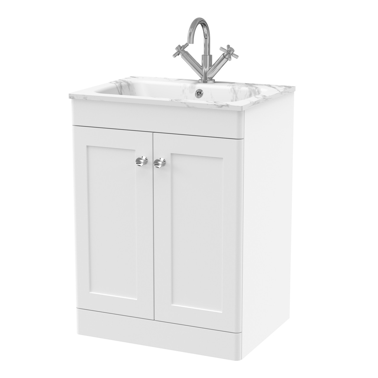 Nuie Classique 2 Door Vanity Unit and Carrera Marble Stone Basin