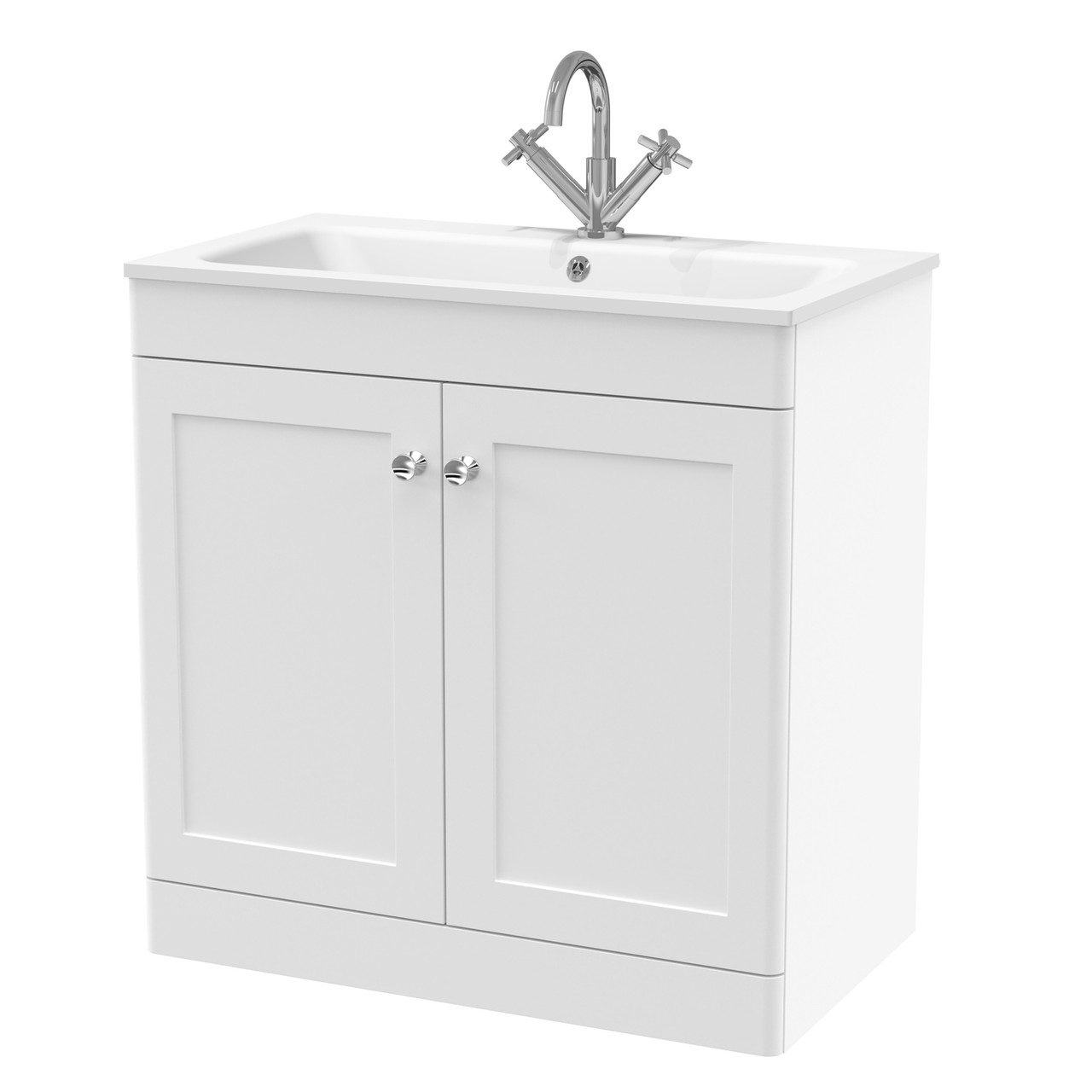 Nuie Classique 2 Door Vanity Unit and White Stone Basin