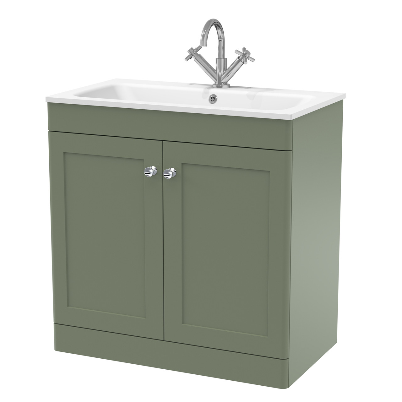 Nuie Classique 2 Door Vanity Unit and White Stone Basin