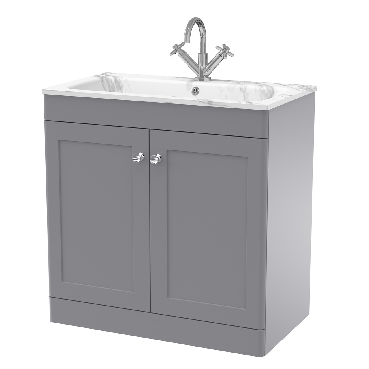 Nuie Classique 2 Door Vanity Unit and Carrera Marble Stone Basin
