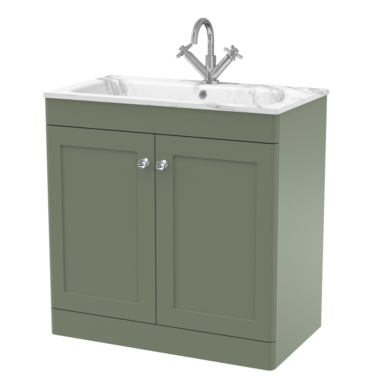 Nuie Classique 2 Door Vanity Unit and Carrera Marble Stone Basin