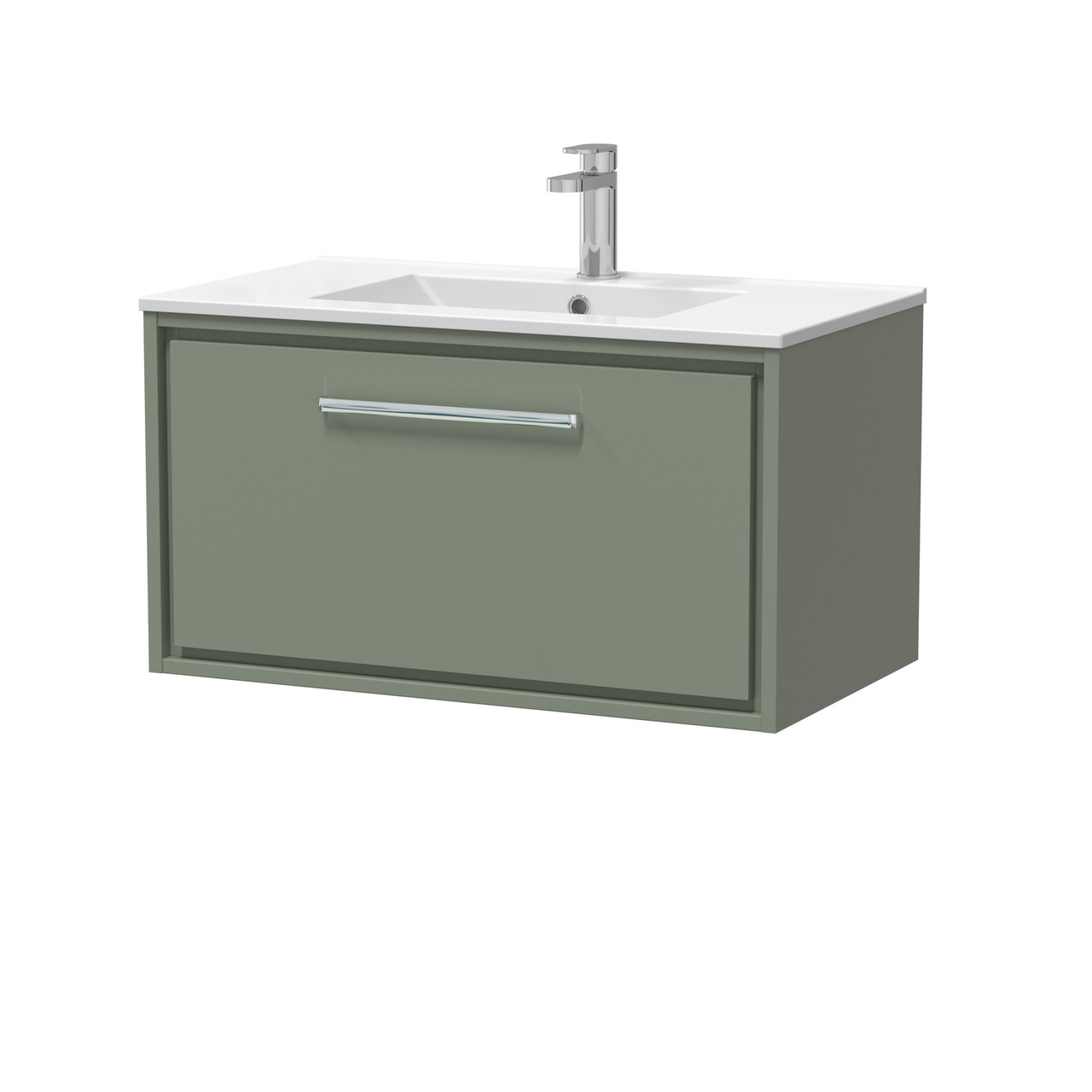 Hudson Reed Lille Matt Wall Hung Single Drawer Vanity Unit and Minimalist Basin