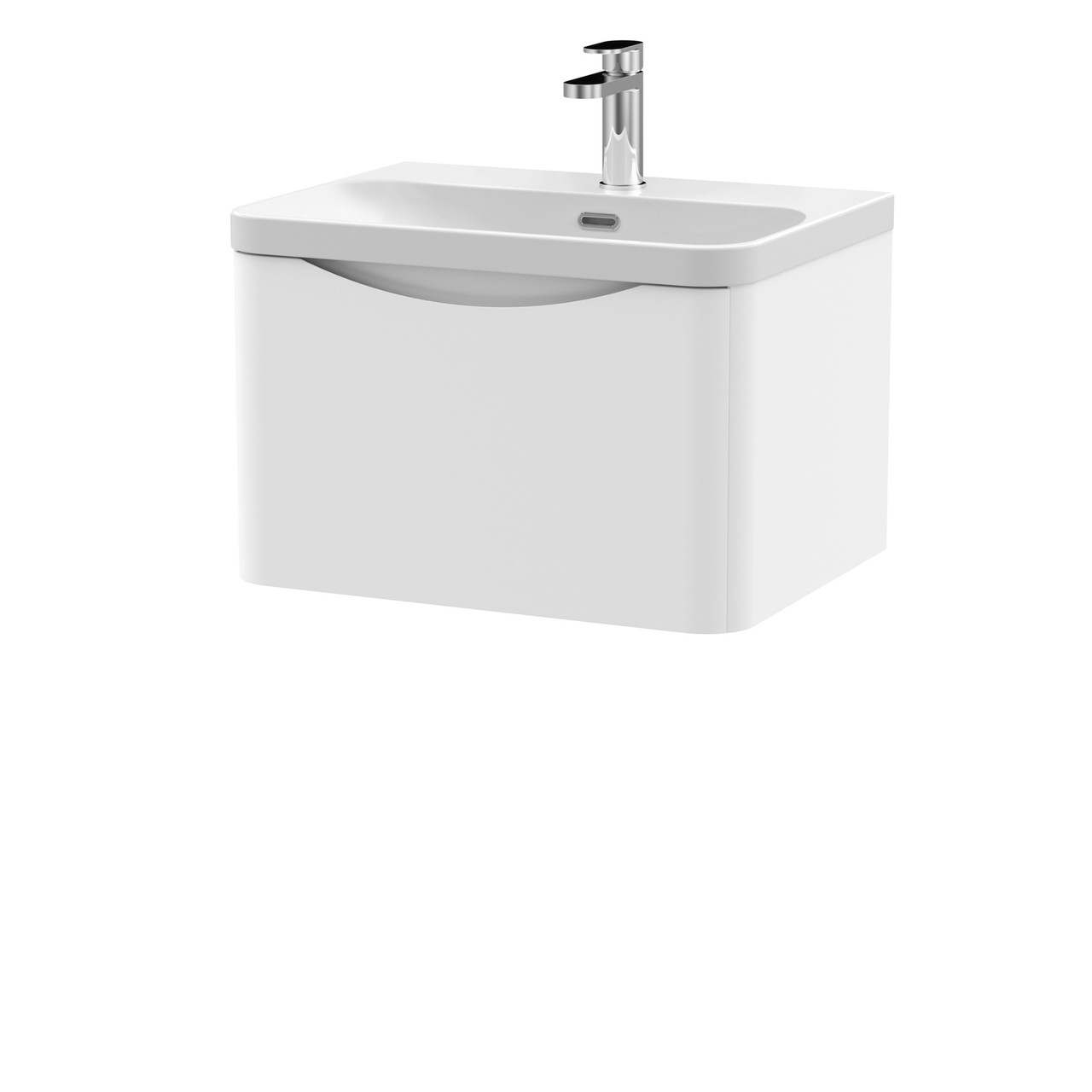 Nuie Lunar Wall Hung Single Drawer Vanity Unit and Thin Edge Ceramic Basin
