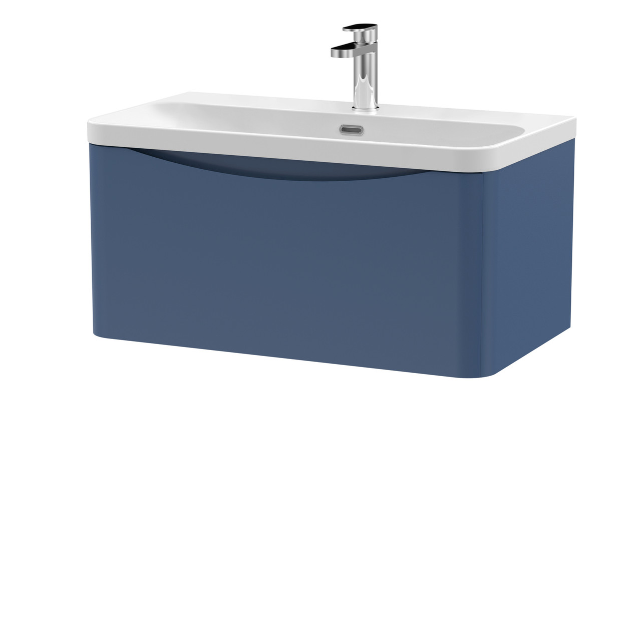 Nuie Lunar Wall Hung Single Drawer Vanity Unit and Thin Edge Ceramic Basin