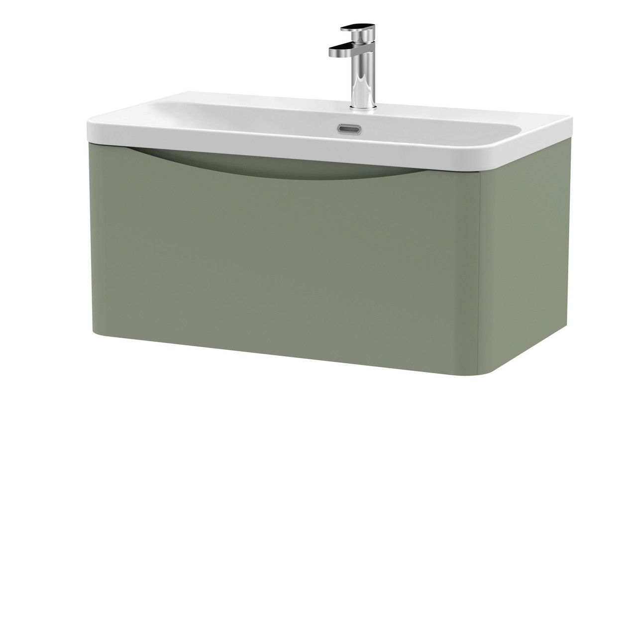 Nuie Lunar Wall Hung Single Drawer Vanity Unit and Thin Edge Ceramic Basin