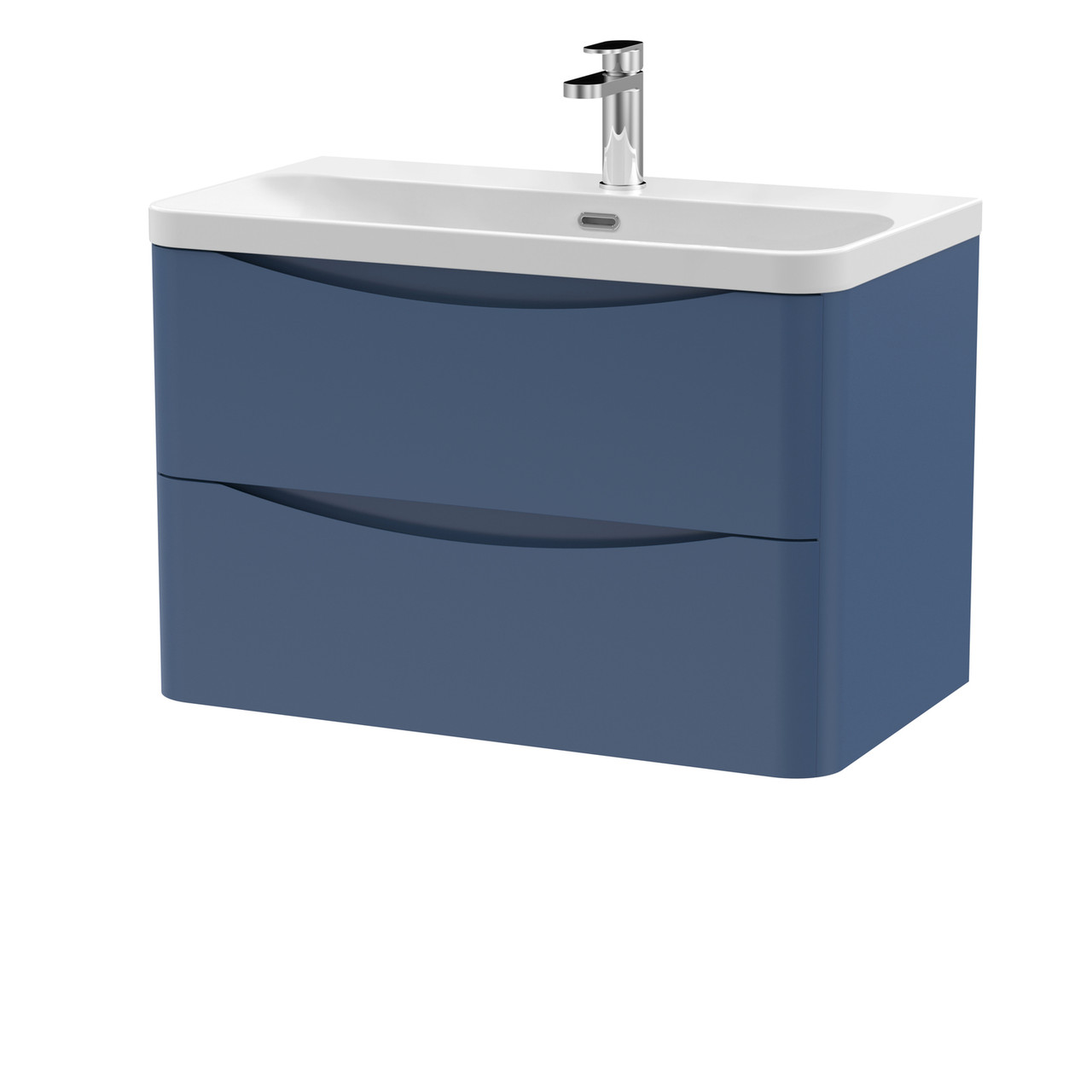 Nuie Lunar Wall Hung 2 Drawer Vanity Unit and Thin Edge Ceramic Basin