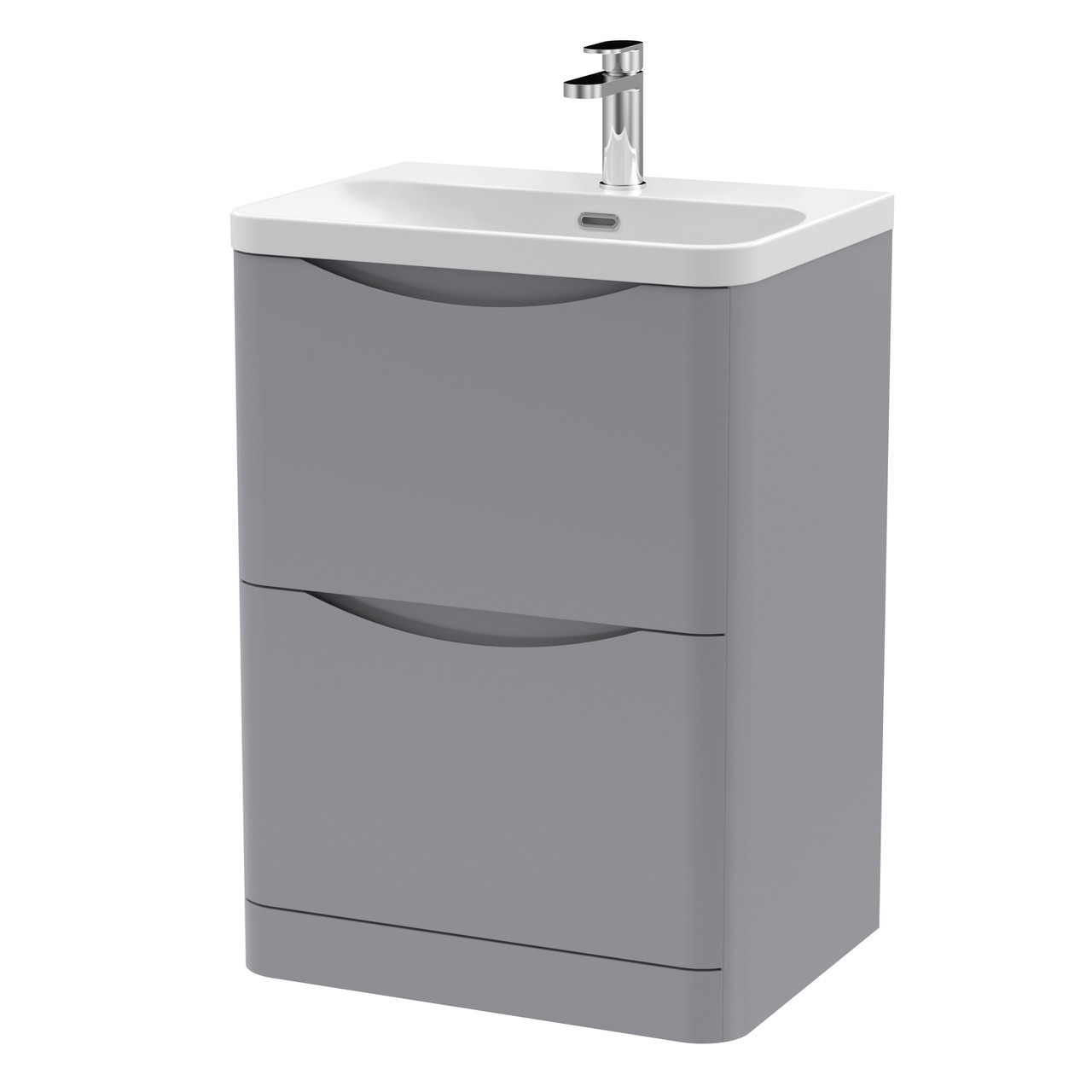 Nuie Lunar 2 Drawer Vanity Unit and Thin Edge Ceramic Basin