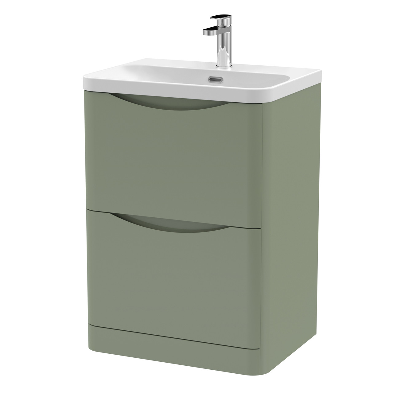 Nuie Lunar 2 Drawer Vanity Unit and Thin Edge Ceramic Basin