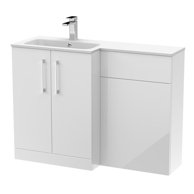 Nuie Gloss White Arno Left Hand Toilet Suite And White Stone Basin | | Mfc | 1100Mm