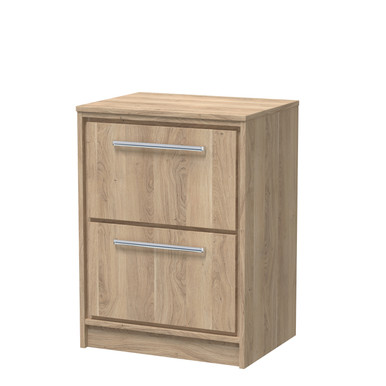 Hudson Reed Bleached Oak Lille Woodgrain 2 Drawer Vaniey Unit With Worktop | | Mfc | 600Mm