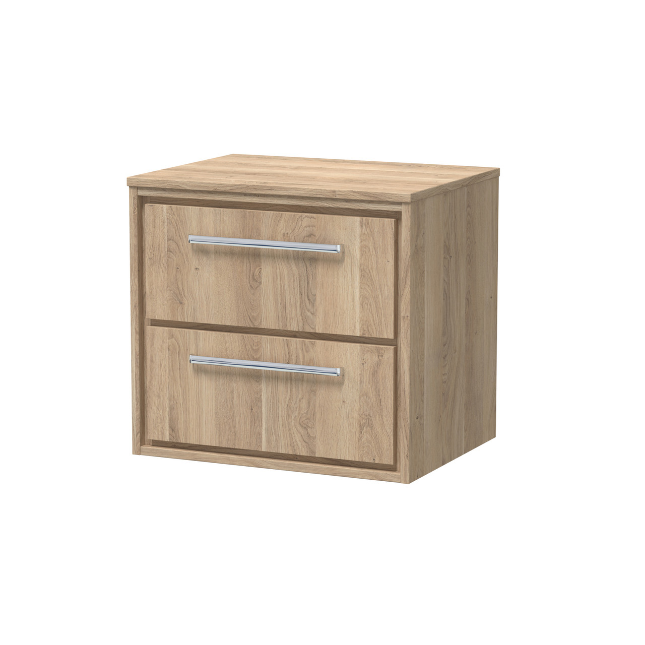 Hudson Reed Lille Woodgrain Wall Hung 2 Drawer Vanity Unit with Worktop