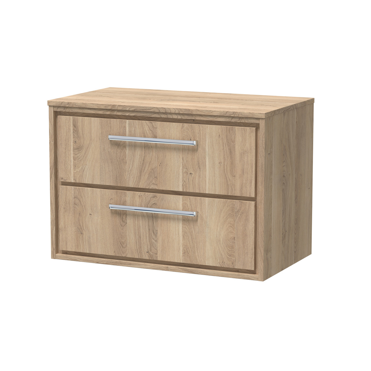 Hudson Reed Lille Woodgrain Wall Hung 2 Drawer Vanity Unit with Worktop