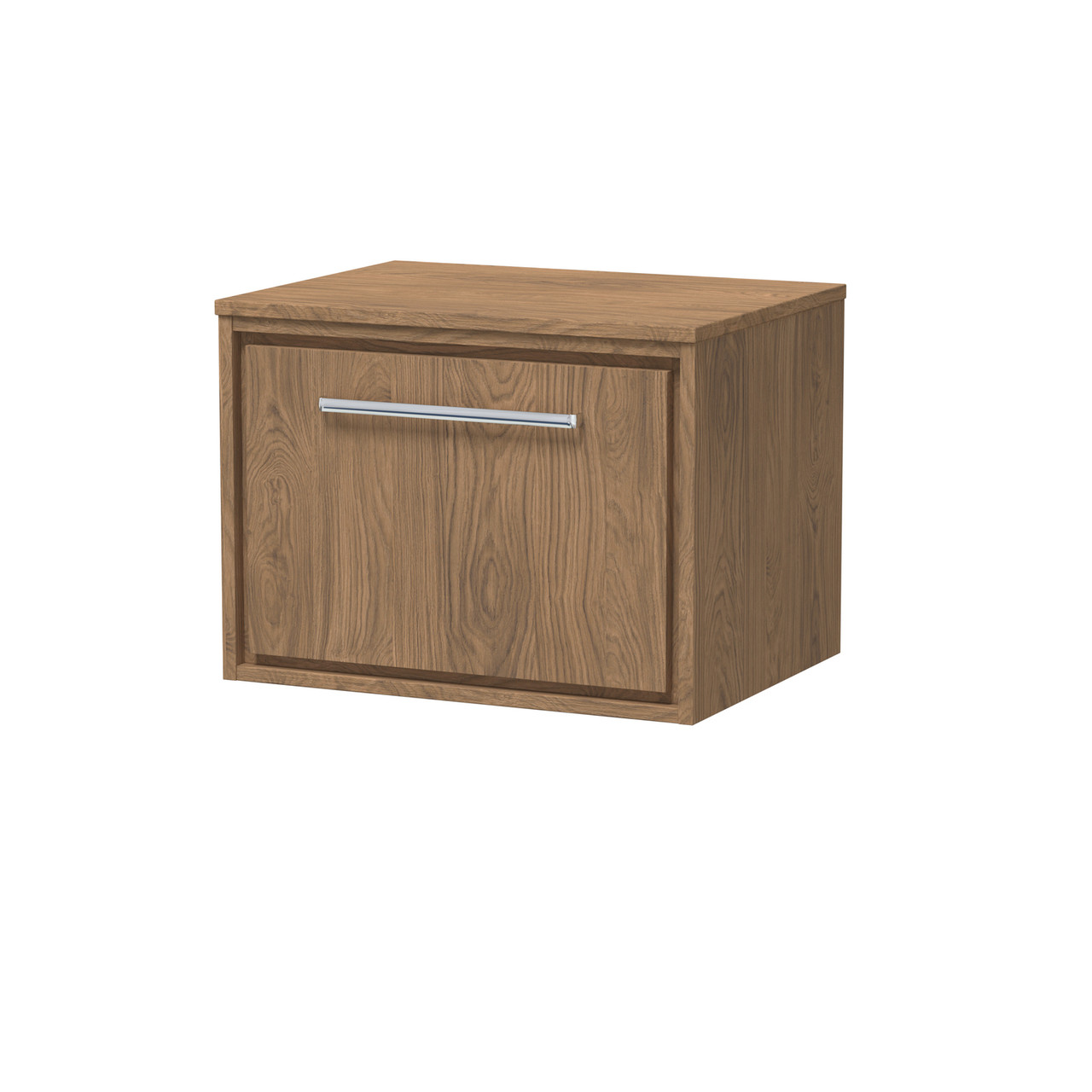Hudson Reed Lille Woodgrain Wall Hung Single Drawer Vanity Unit with Worktop