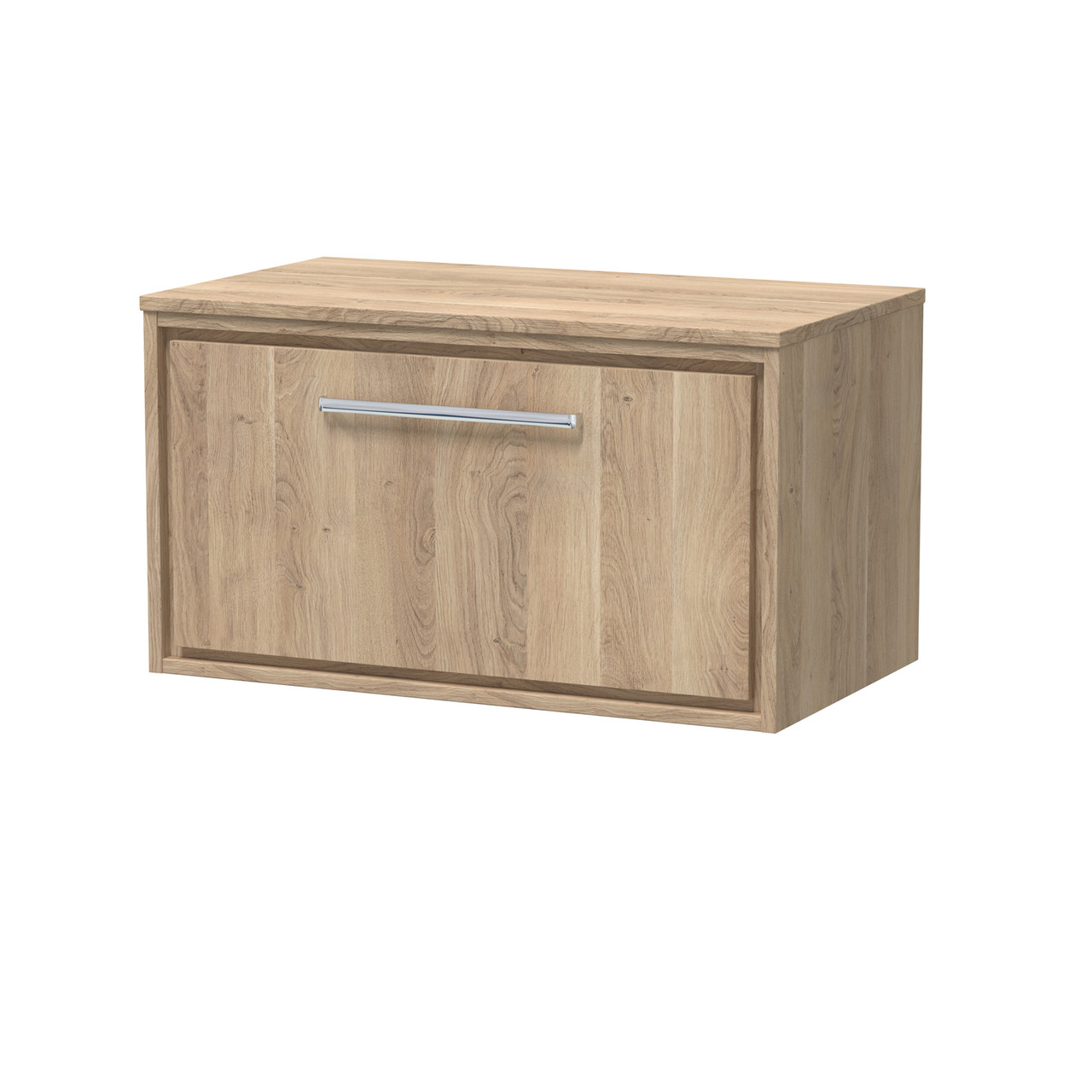 Hudson Reed Lille Woodgrain Wall Hung Single Drawer Vanity Unit with Worktop