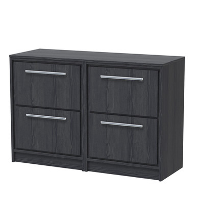 Hudson Reed Graphite Grey Lille Woodgrain 2 Drawer Vanity Unit With Worktop | | Mfc | 1200Mm