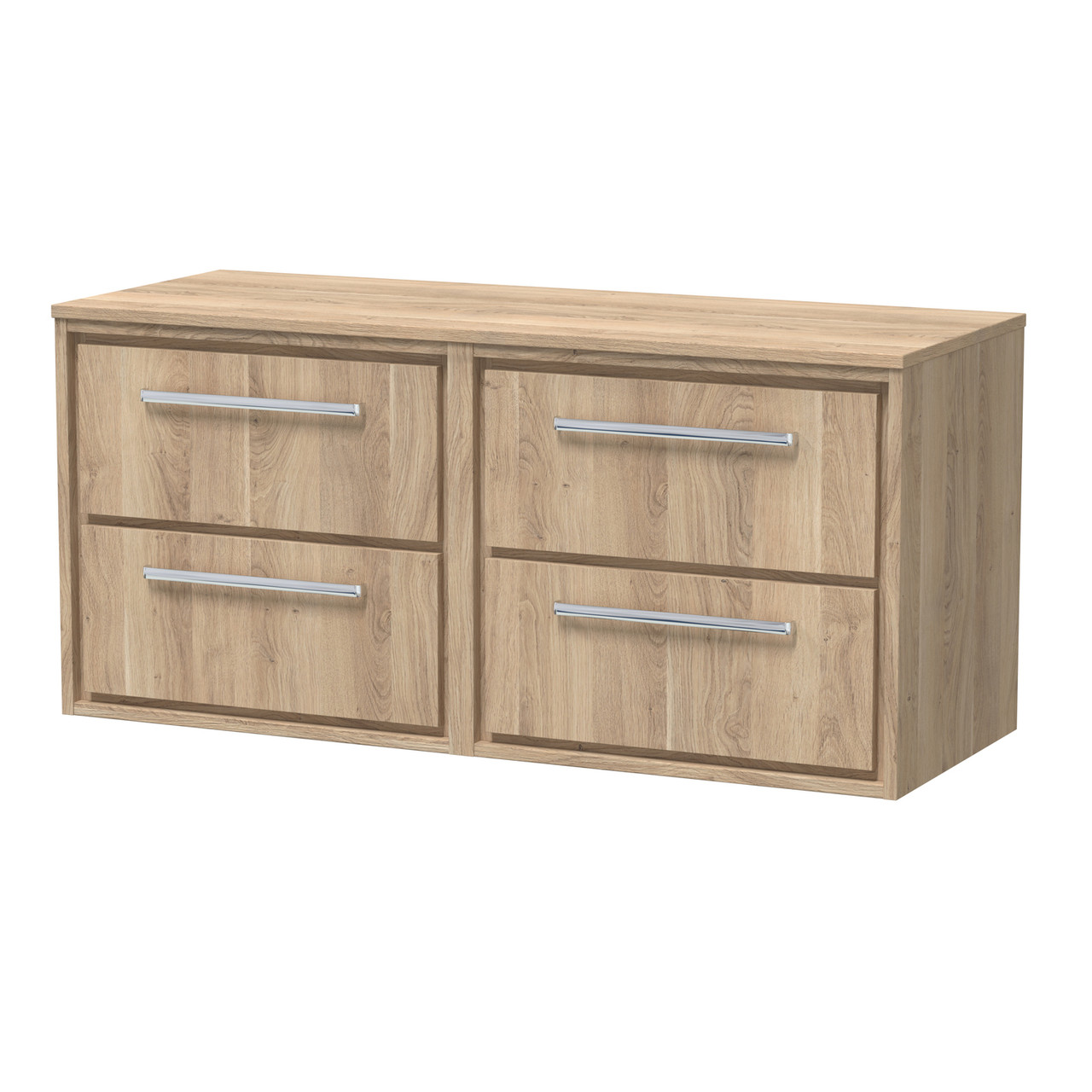 Hudson Reed Lille Woodgrain Wall Hung 2 Drawer Vanity Unit with Worktop