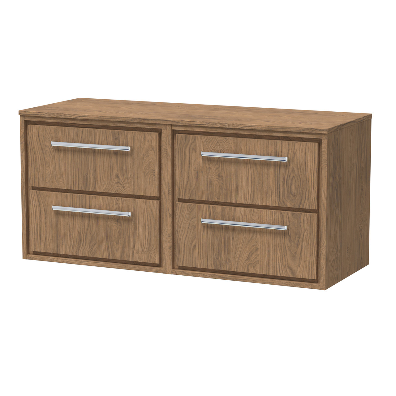 Hudson Reed Lille Woodgrain Wall Hung 2 Drawer Vanity Unit with Worktop