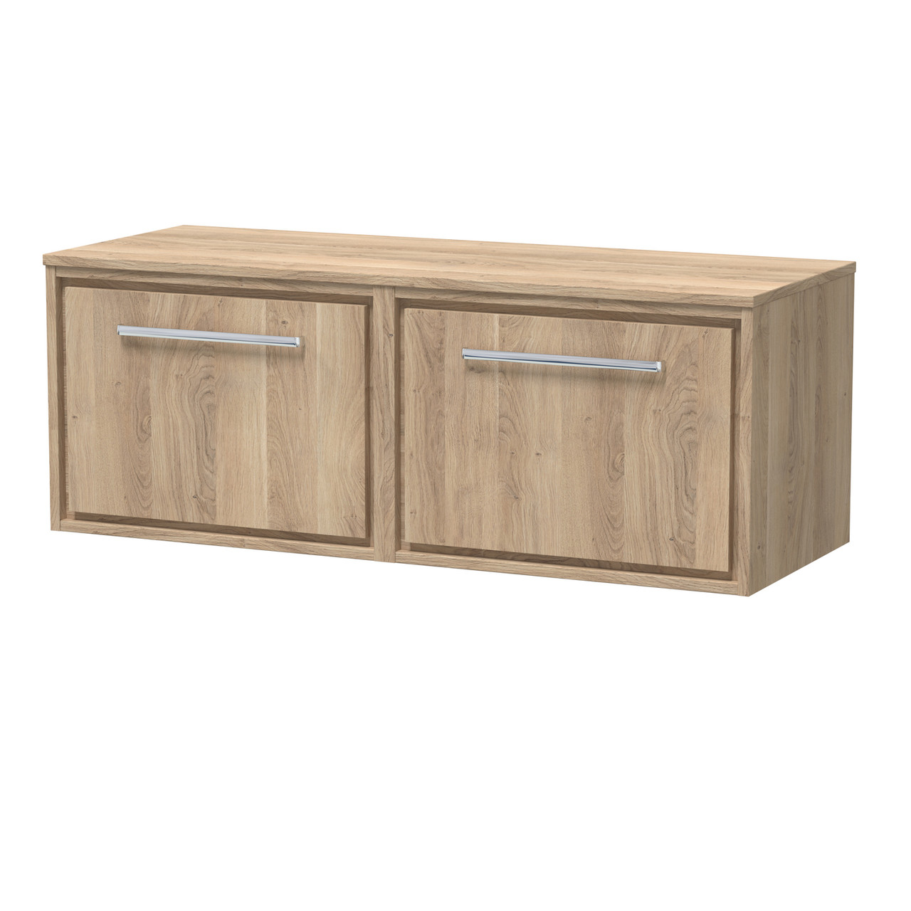 Hudson Reed Lille Woodggrain Wall Hung Single Drawer Vanity Unit with Worktop