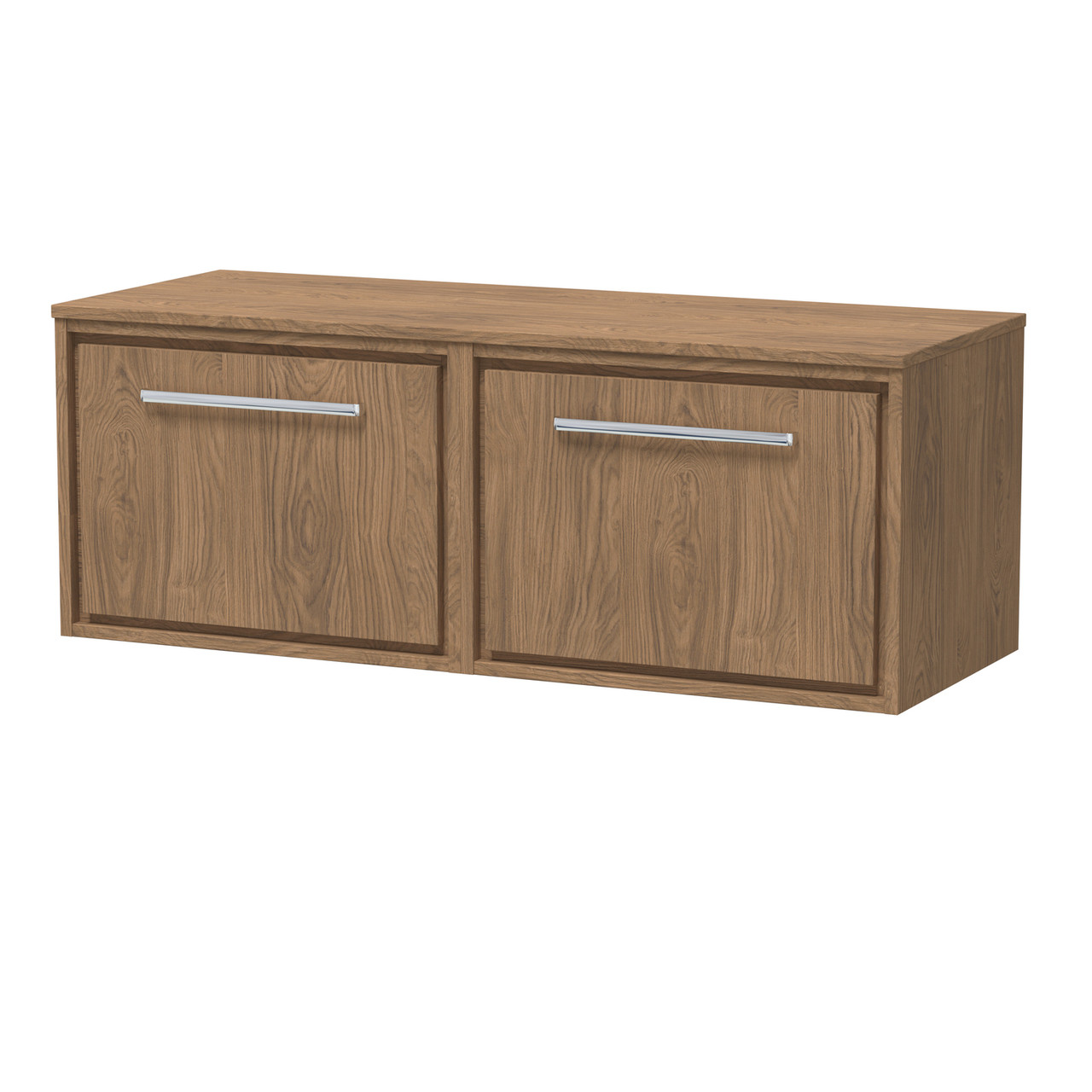 Hudson Reed Lille Woodgrain Wall Hung Single Drawer Vanity Unit with Worktop