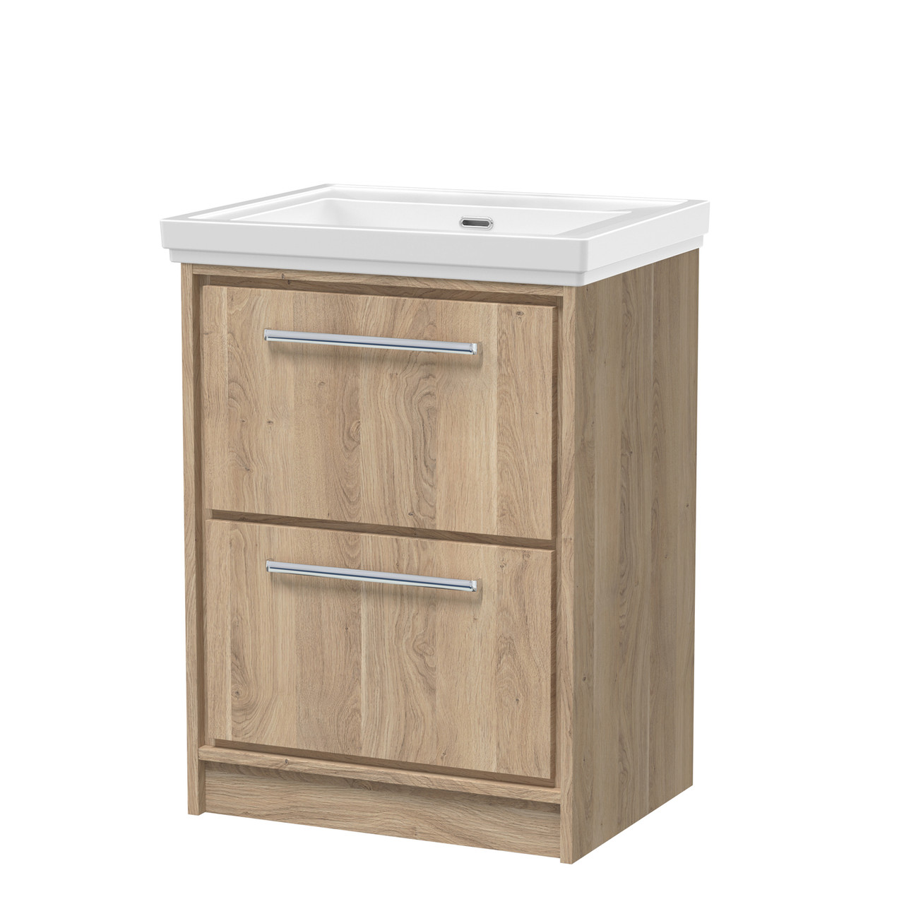 Hudson Reed Lille Woodgrain 2 Drawer Vaniey Unit and Classique Fireclay Basin