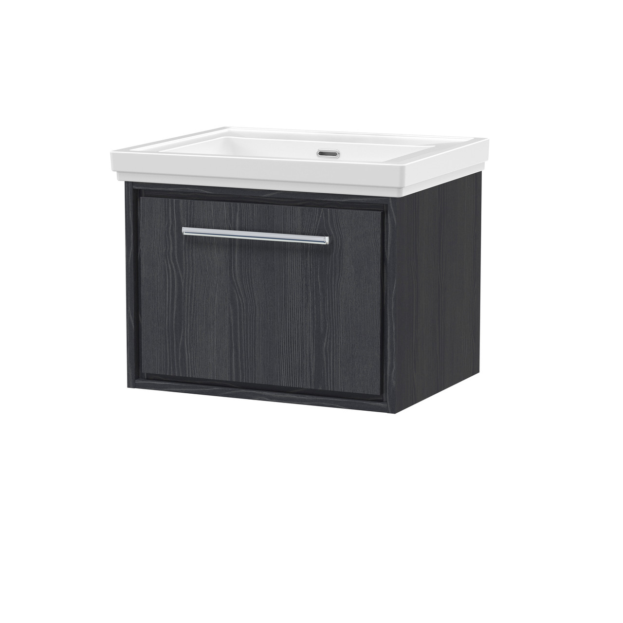 Hudson Reed Lille Woodgrain Wall Hung Single Drawer Vanity Unit and Classique Fireclay Basin