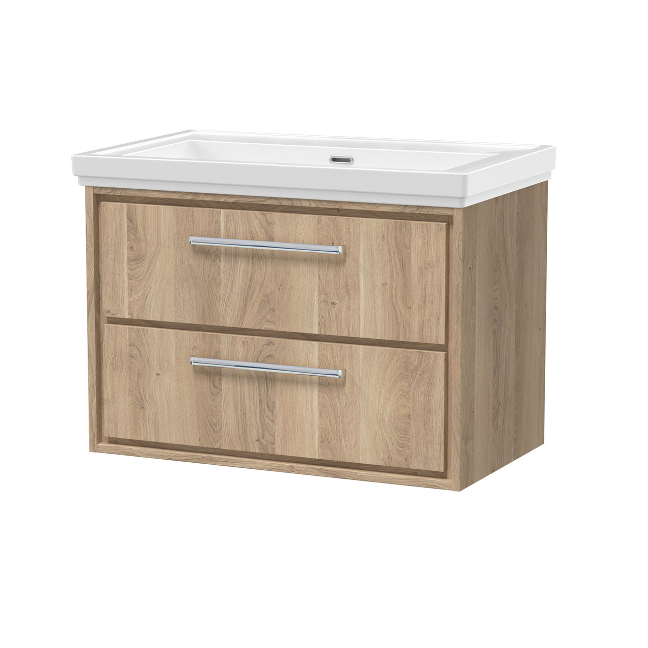 Hudson Reed Lille Woodgrain Wall Hung 2 Drawer Vanity Unit and Classique Fireclay Basin