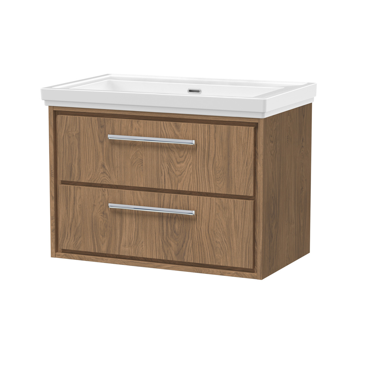 Hudson Reed Lille Woodgrain Wall Hung 2 Drawer Vanity Unit and Classique Fireclay Basin