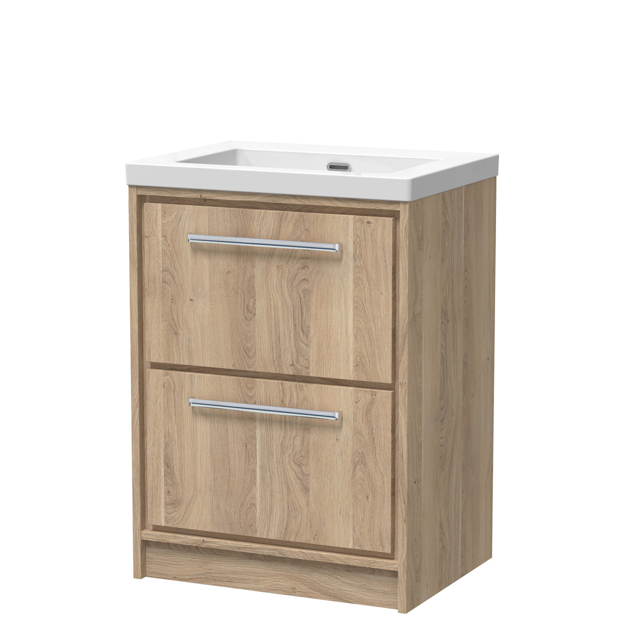 Hudson Reed Lille Woodgrain 2 Drawer Vaniey Unit and Classique Fireclay Basin