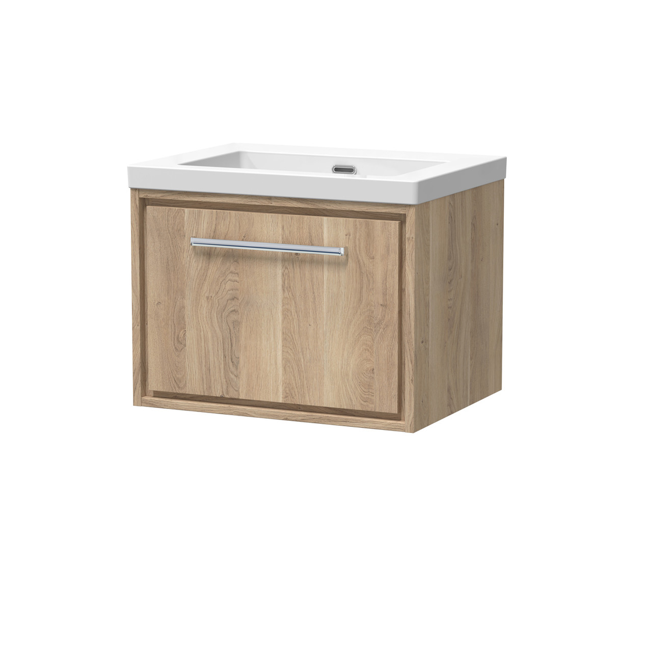 Hudson Reed Lille Woodggrain Wall Hung Single Drawer Vanity Unit and Classique Fireclay Basin