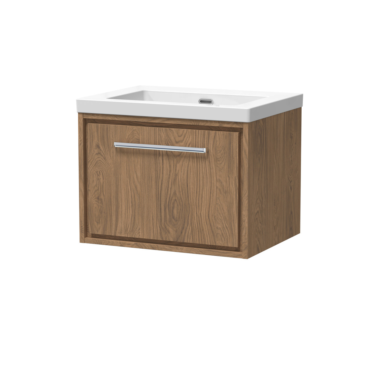 Hudson Reed Lille Woodgrain Wall Hung Single Drawer Vanity Unit and Classique Fireclay Basin