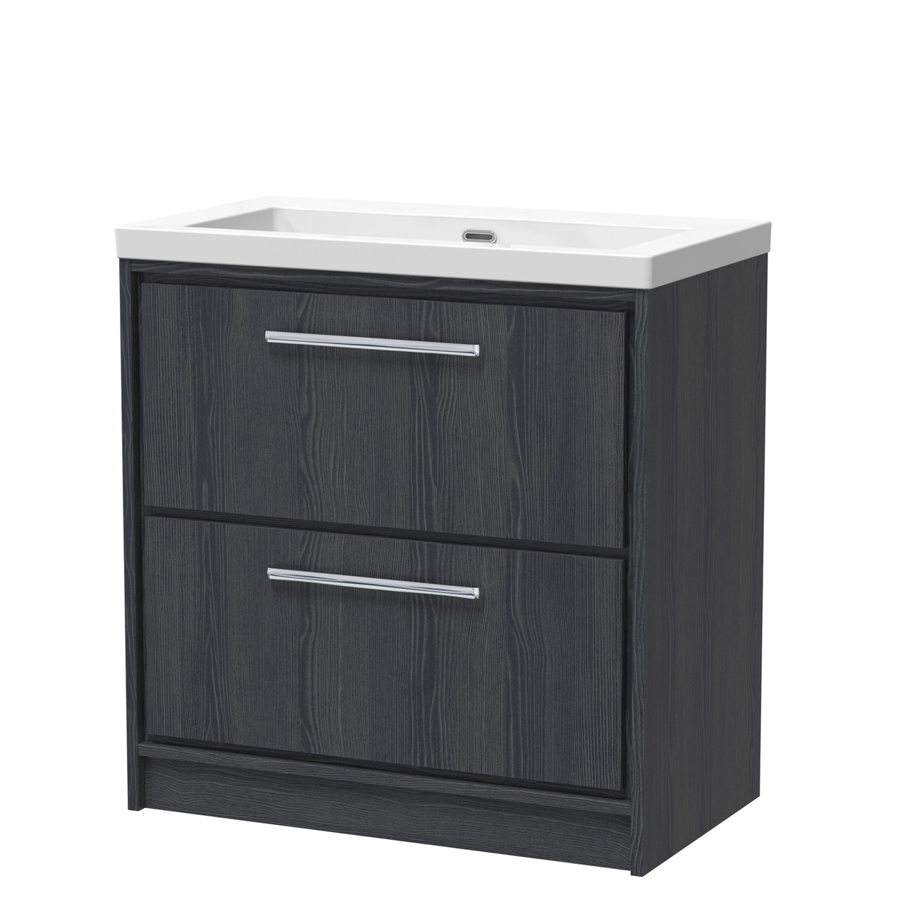 Hudson Reed Lille Woodgrain 2 Drawer Vanity Unit and Minimalist Fireclay Basin