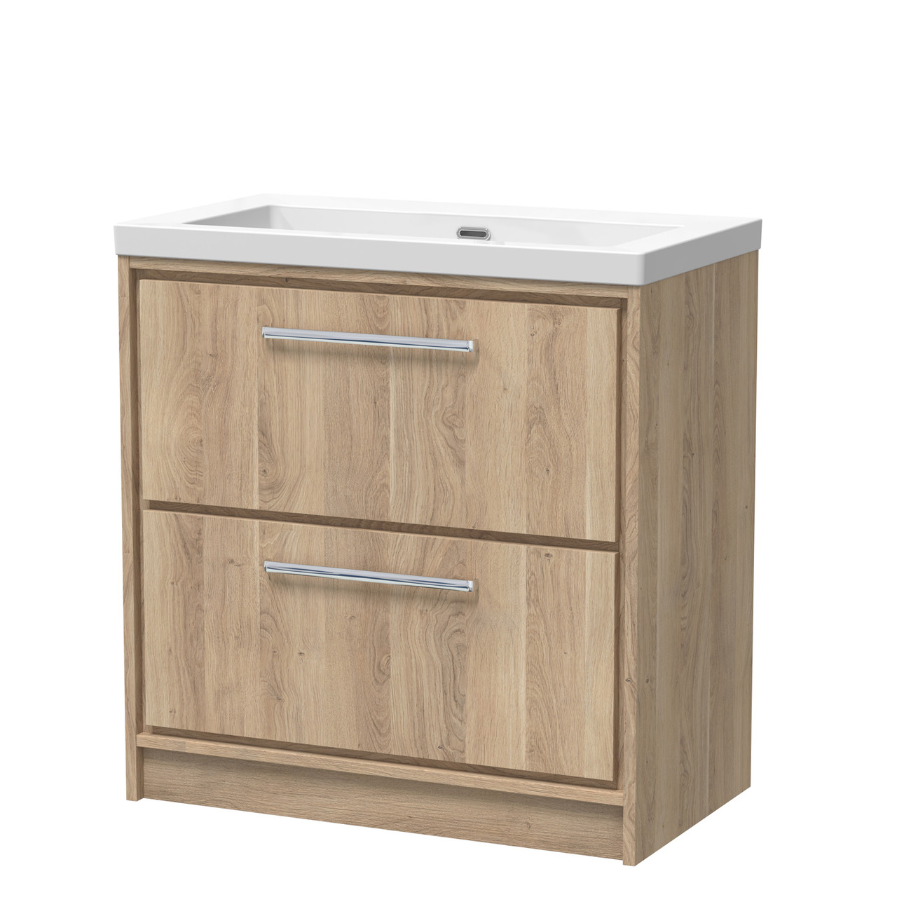 Hudson Reed Lille Woodgrain 2 Drawer Vanity Unit and Minimalist Fireclay Basin