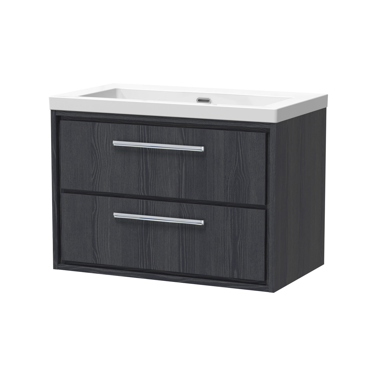 Hudson Reed Lille Woodgrain Wall Hung 2 Drawer Vanity Unit and Minimalist Fireclay Basin