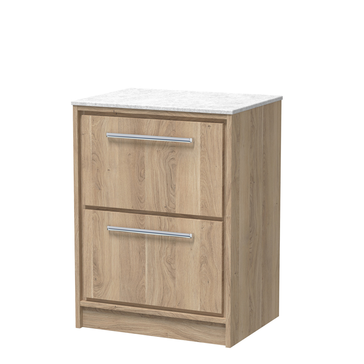 Hudson Reed Lille Woodgrain 2 Drawer Vaniey Unit with White Marble Worktop